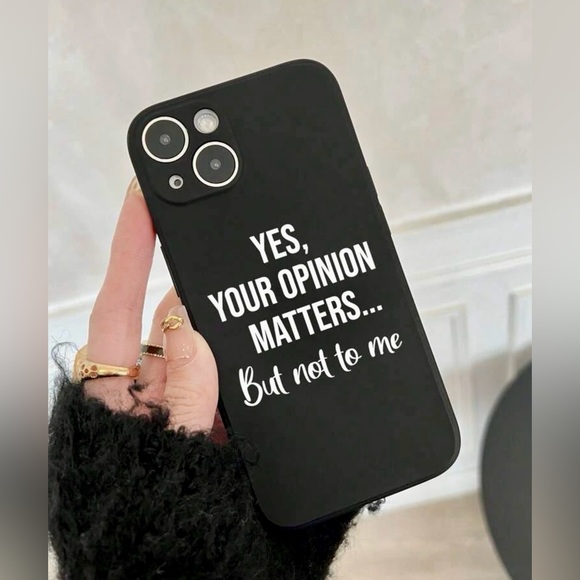 NWT iPhone 13ProMax Snarky Humor Black Rubber Case w/White Writing - Picture 3 of 3